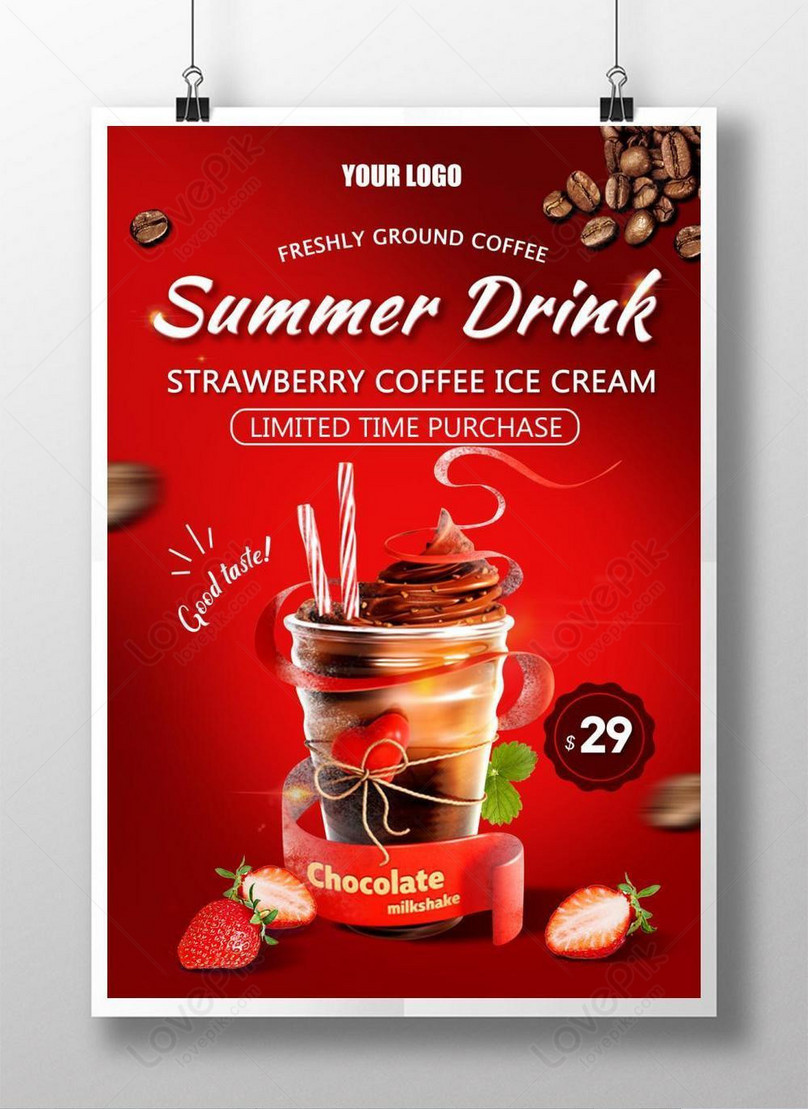 Red Creative Summer Coffee Ice Drink Poster Template Imagepicture Free