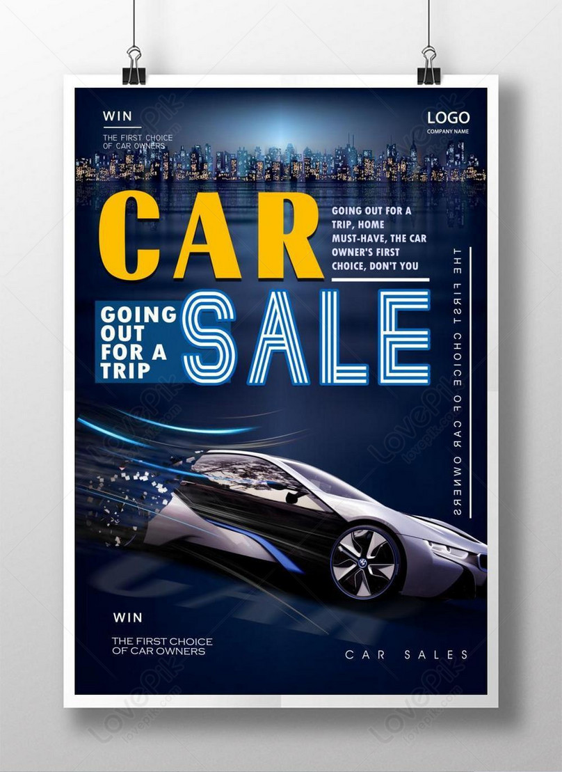 Stylish Blue Car Poster Template, blue poster, car poster, city poster