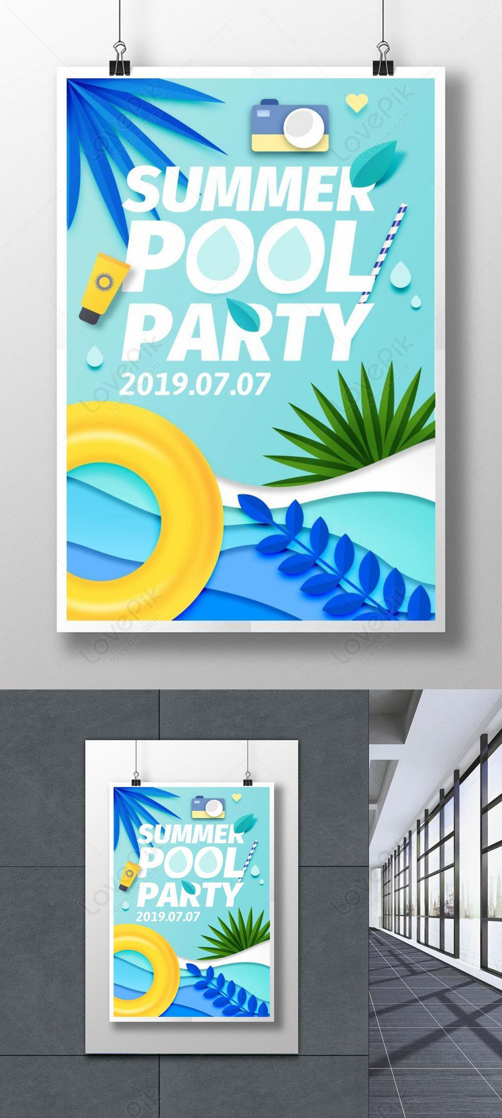 three-dimensional-style-high-end-pool-party-poster-template-image