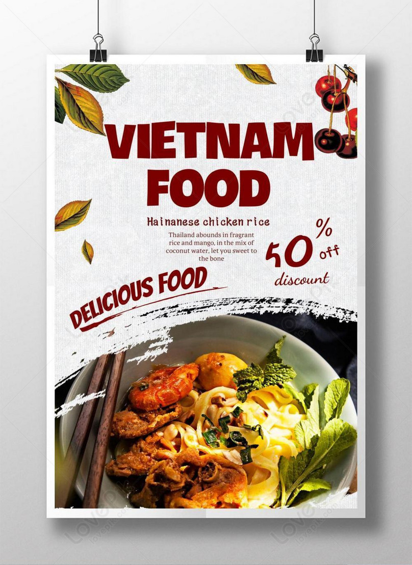 Simple Vietnamese Food Poster Template, food poster, delicious poster, discount poster