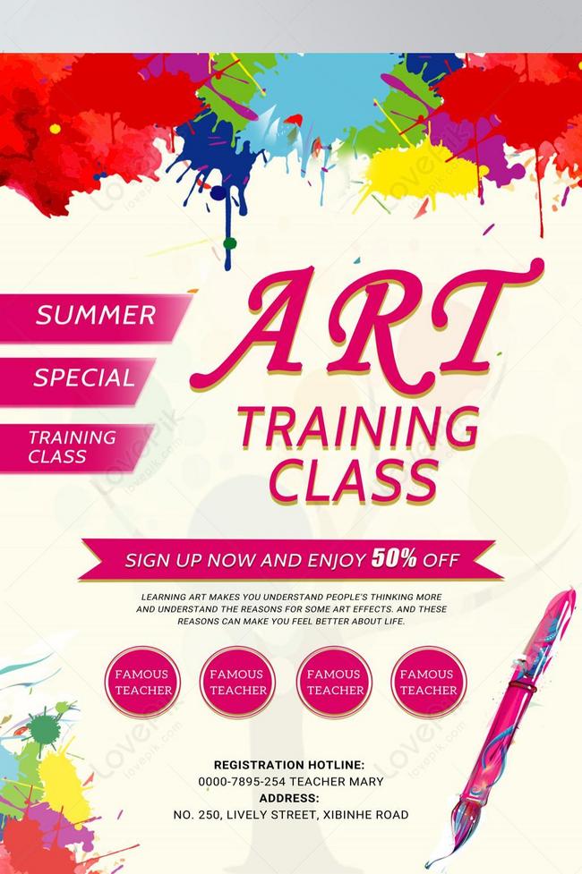 Summer art training class admission flyer template image_picture free  download 