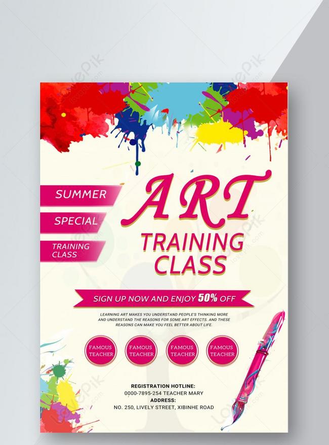 Summer art training class admission flyer template image_picture free ...