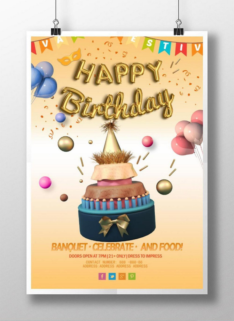 Golden delicate celebration birthday poster template image_picture free ...