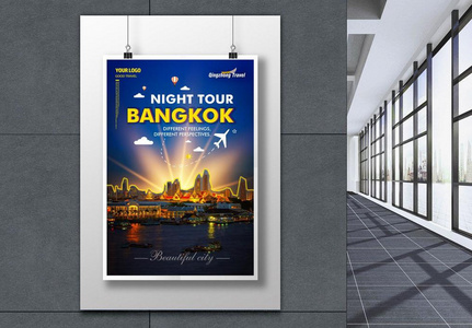 bangkok fashion travel poster thailand, modern, pop, fashion template