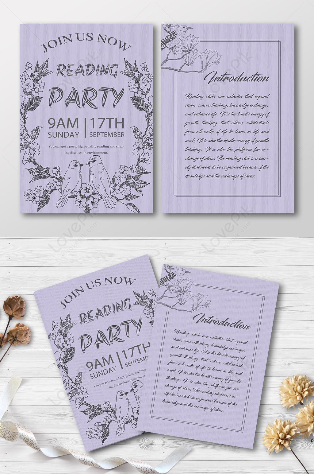 Reading party invitation card template image_picture free download ...