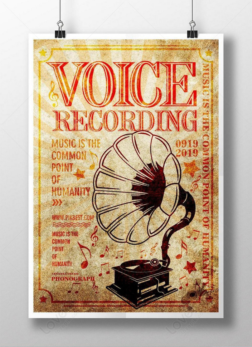 Retro party vintage poster template. Vintage style gramophone on