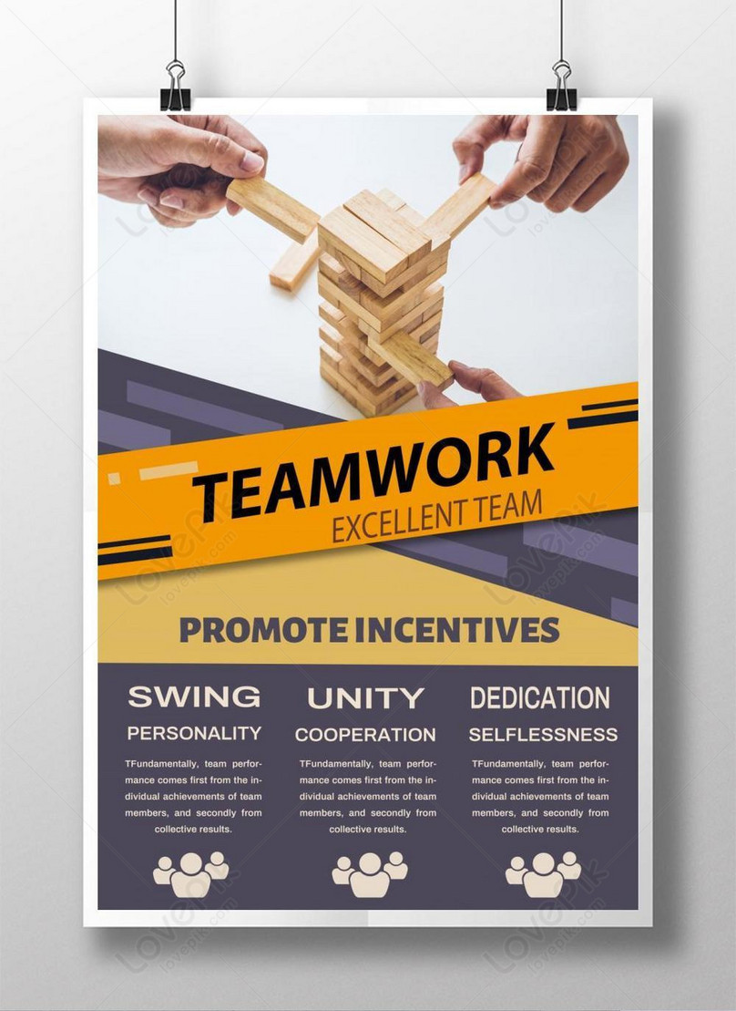 Teamwork cartoon style poster template image_picture free download  