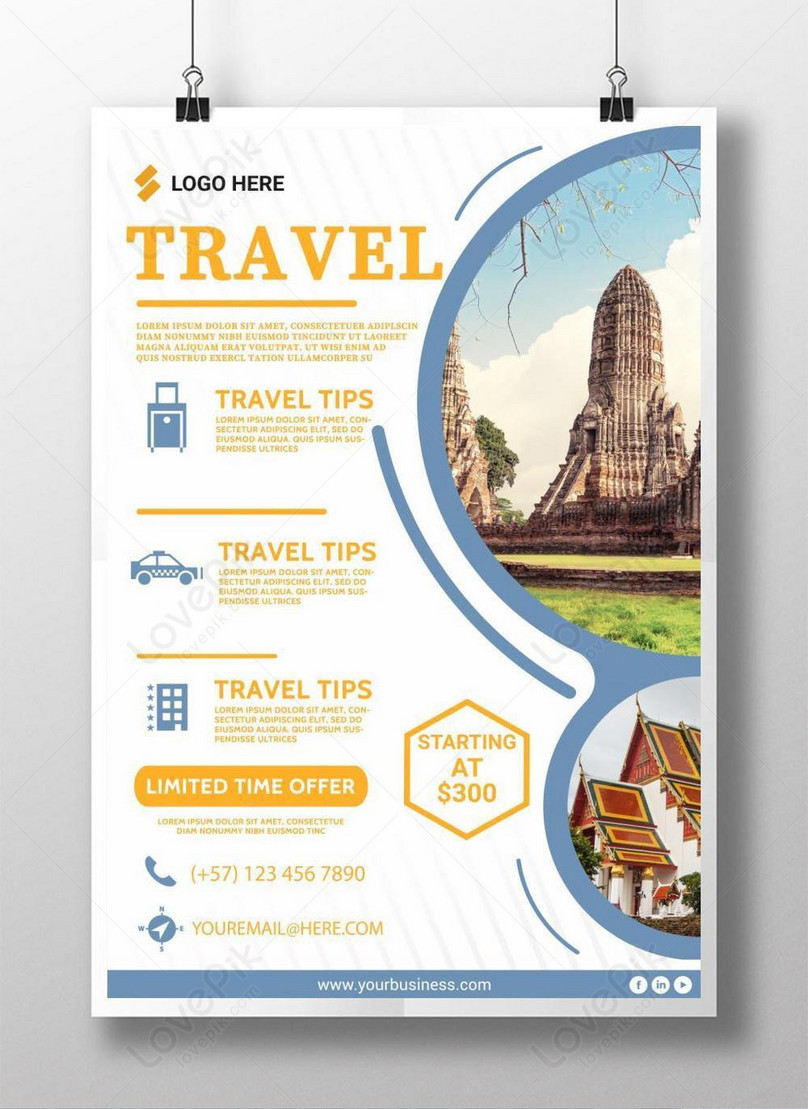 Fresh geometric travel vacation poster template image_picture free ...