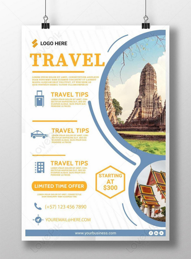 Template Poster Liburan Wisata Geometris Segar Untuk Diunduh Gratis Lovepik