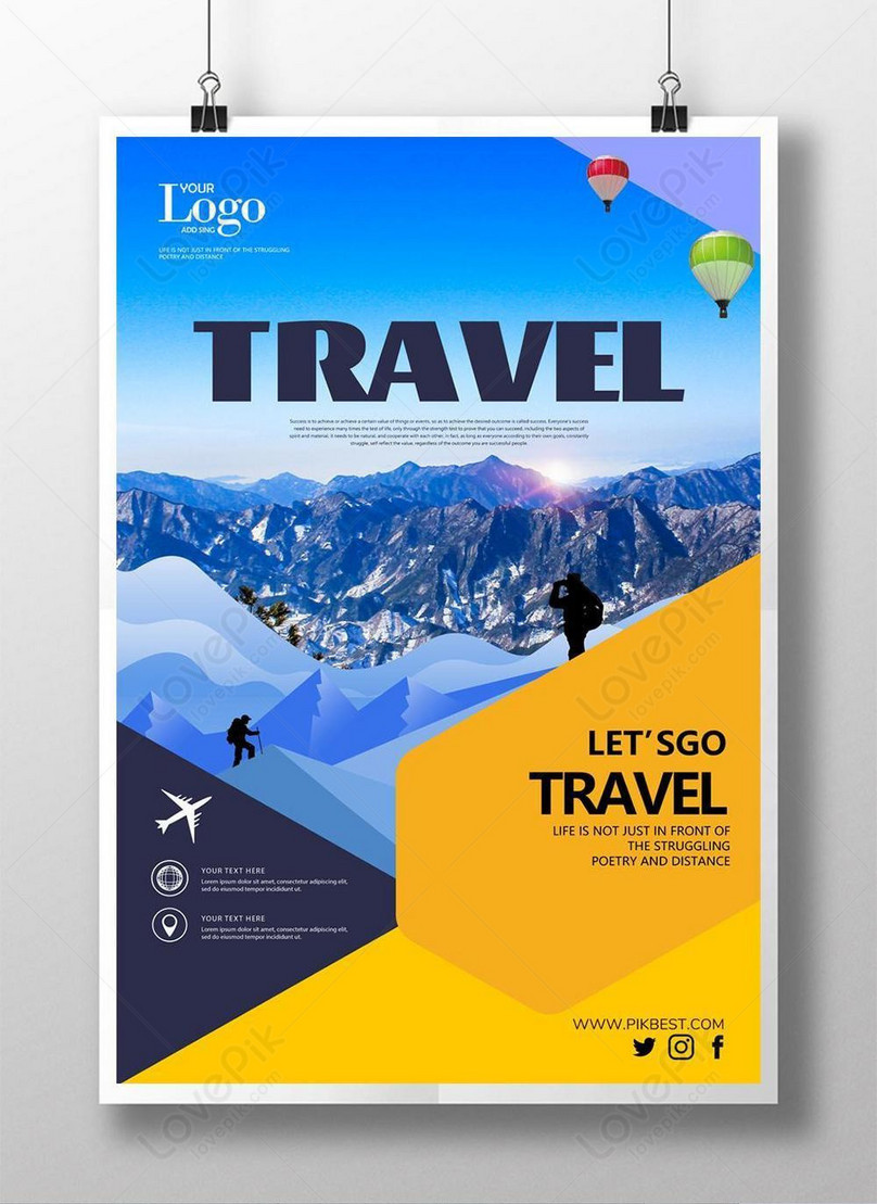 Geometric travel tourism vacation landscape snow winter flyer po In Vacation Flyer Template