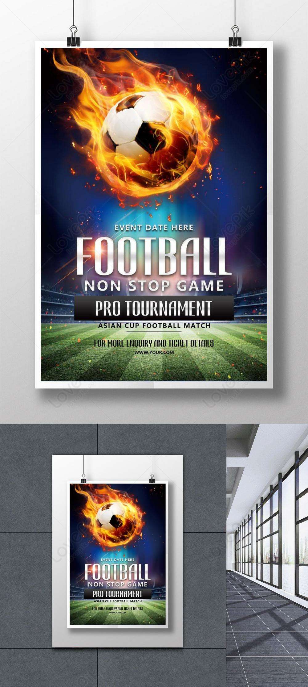 Creative fire football poster template image_picture free download ...