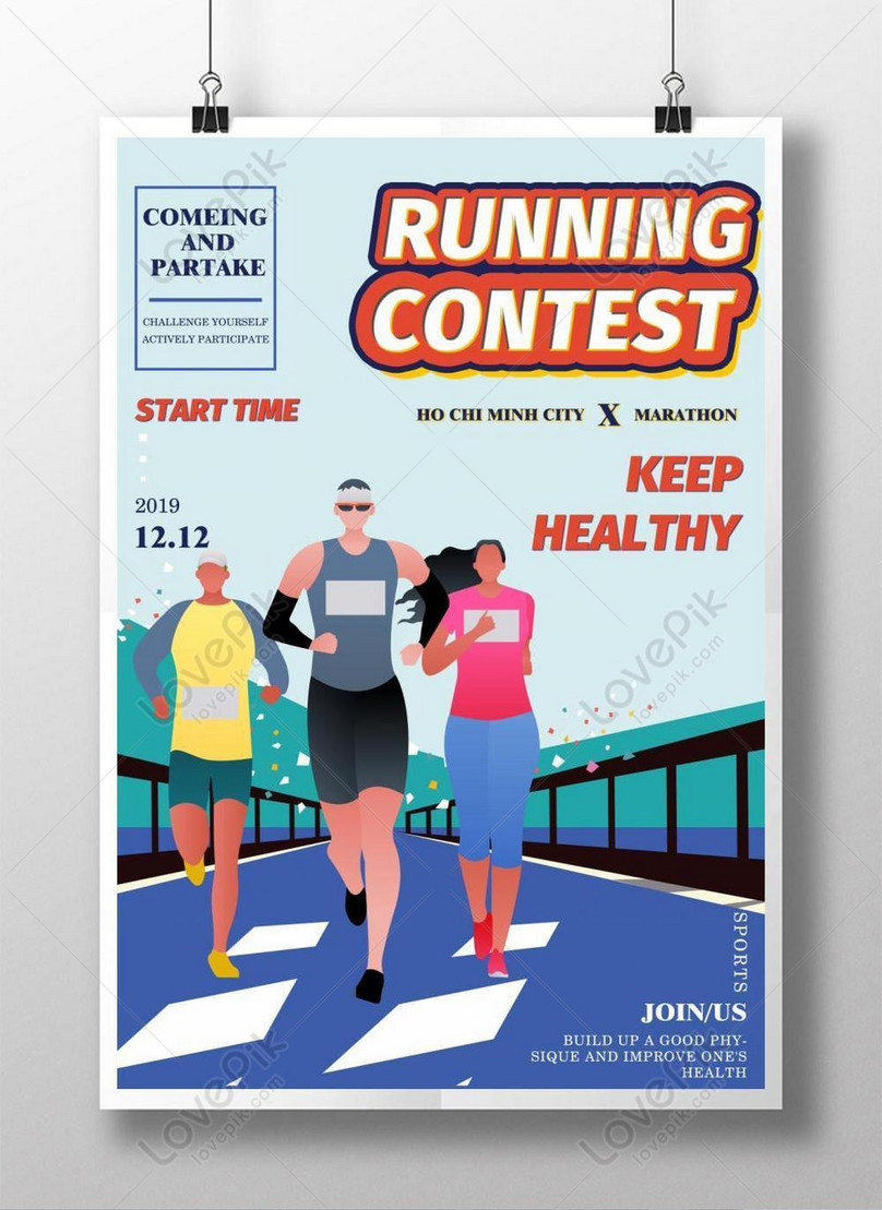 Colorful cartoon running sport poster template image_picture free Pertaining To Running Flyer Template