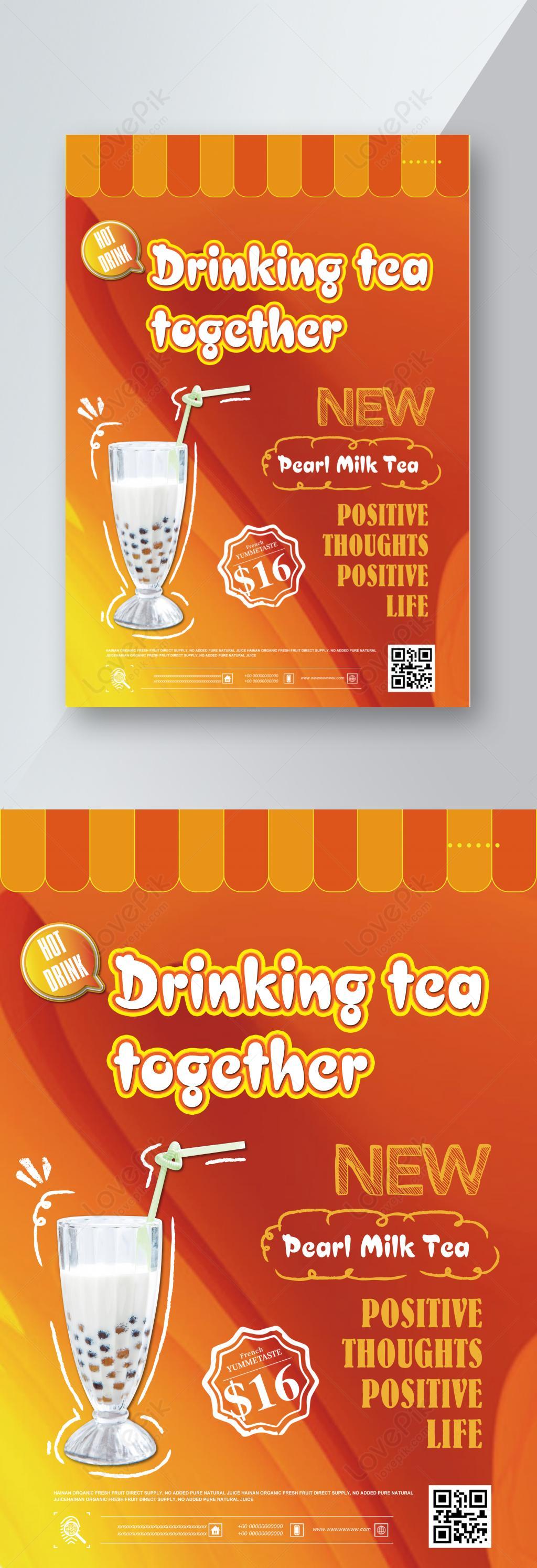 Yellow warm tea shop menu recipe menu recipe milk tea on new dri