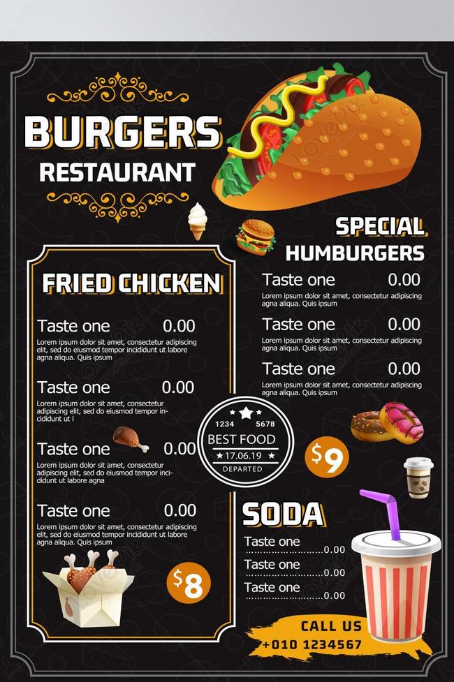 Cartoon food menu poster template image_picture free download  