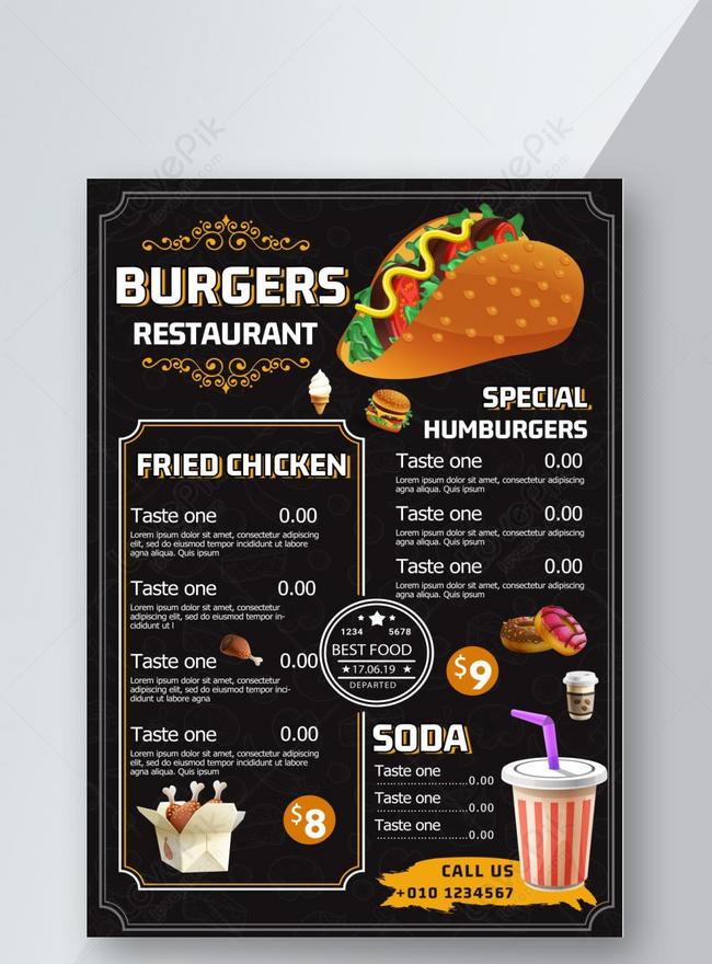 Cartoon food menu poster template image_picture free download  