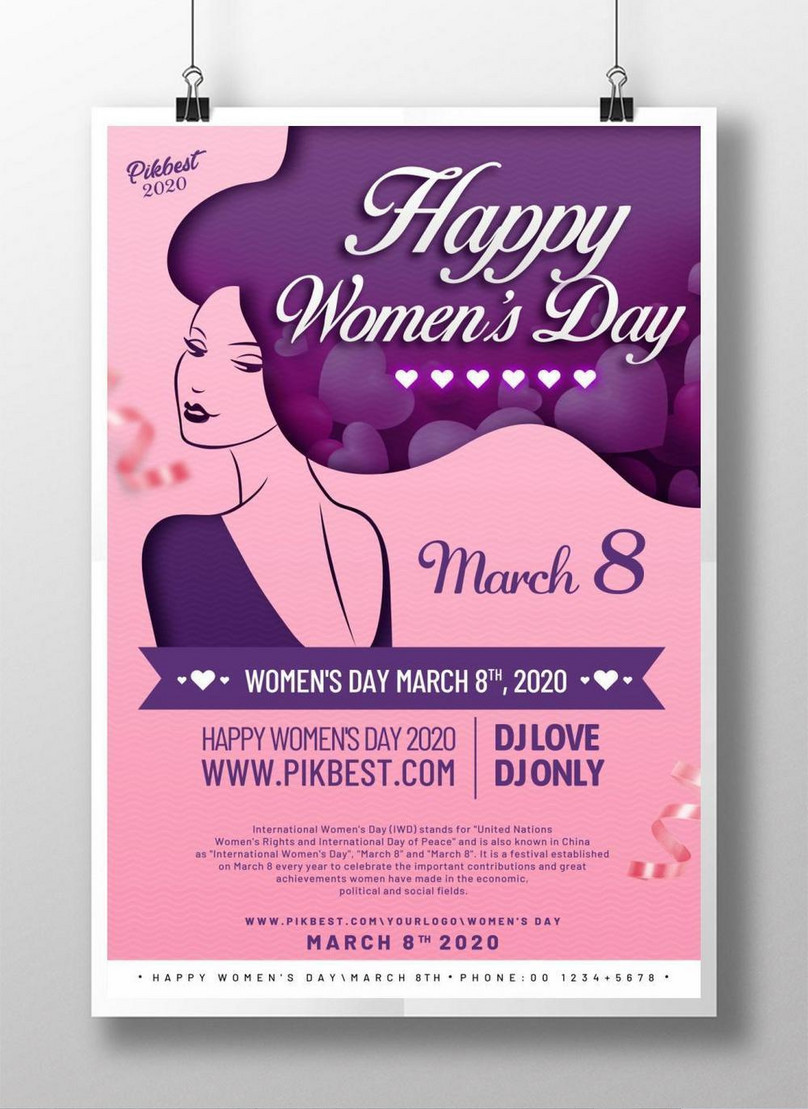 Purple people silhouette womens day poster design template ...