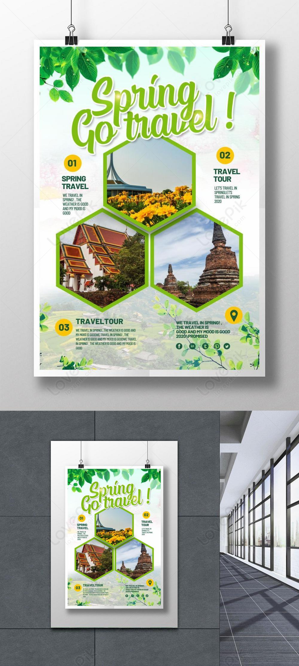 Green Leaf Spring Travel Poster Design Template Imagepicture Free