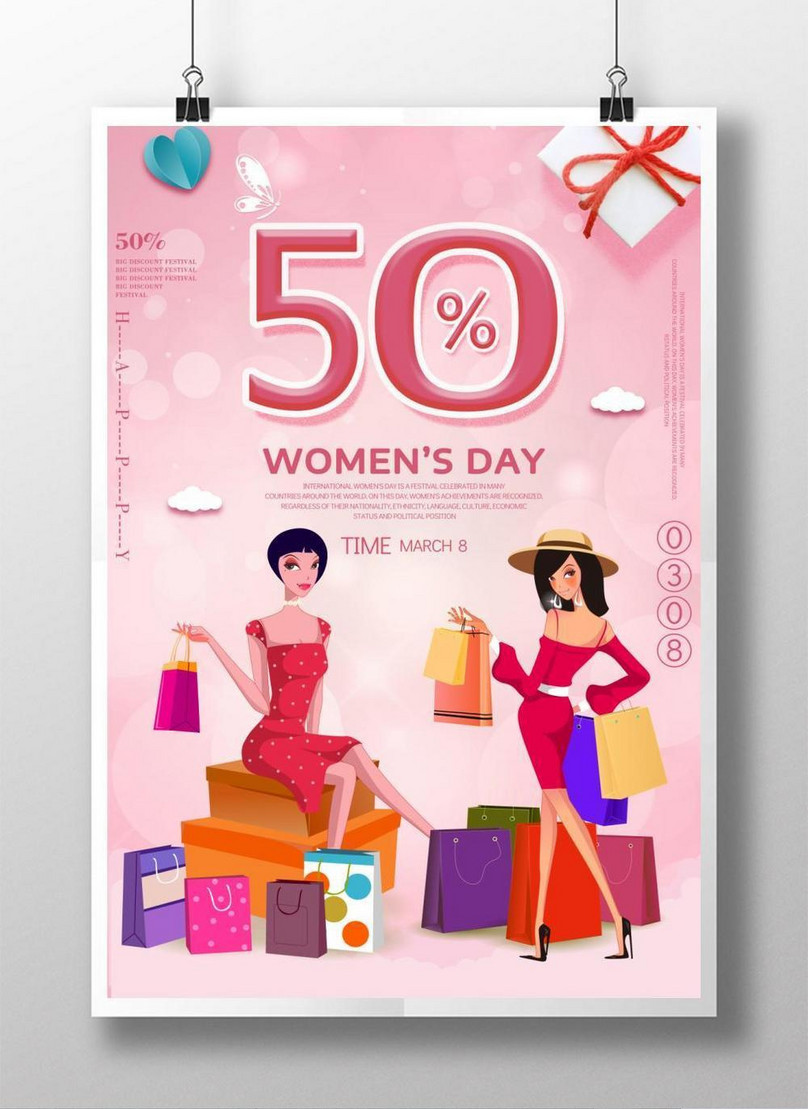 Cartel De Promoción Del Día De La Mujer Rosa De Dibujos Animados | Descarga  Plantilla de diseño PSD Gratuita - Lovepik