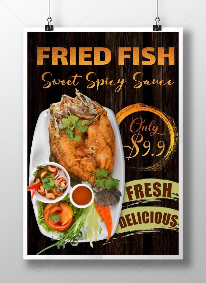 Fried fish creative food poster template image_picture free download