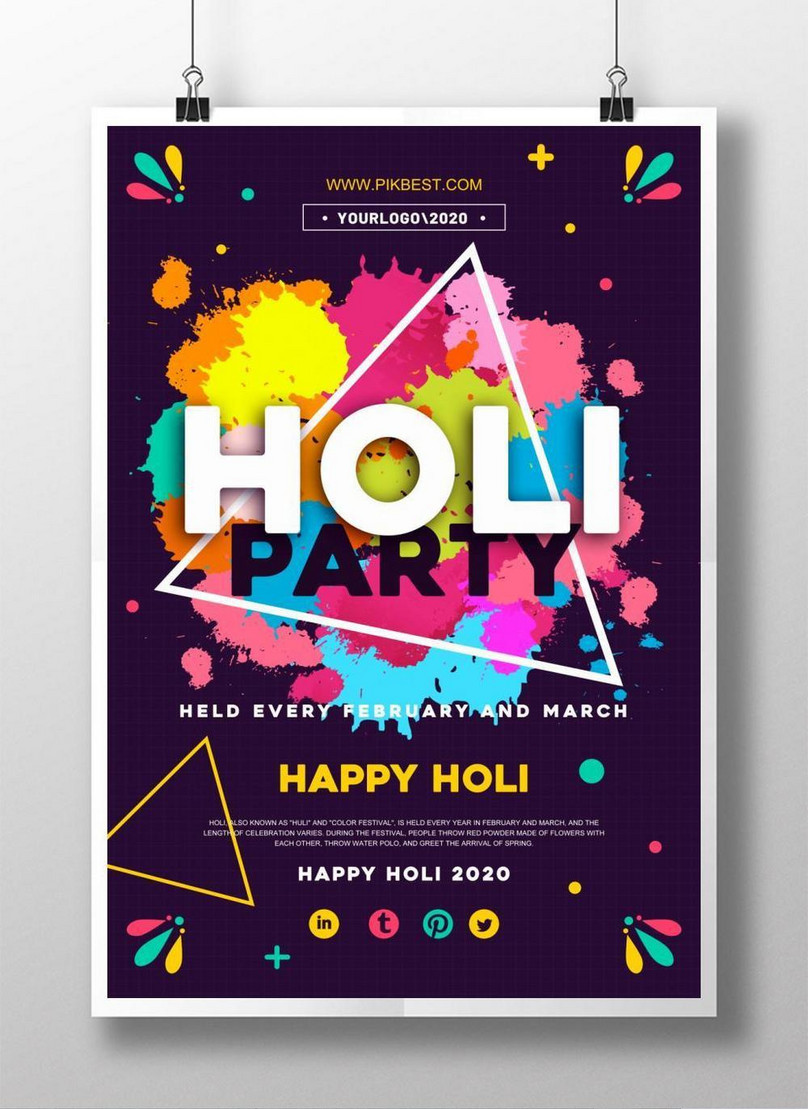 Holi festival colorful powder poster design template image_picture ...