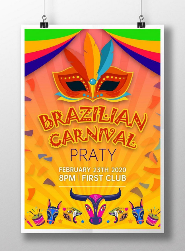 Template Templat Poster Karnaval Pesta Bulu Brazilian Kuning Untuk Diunduh Gratis Lovepik