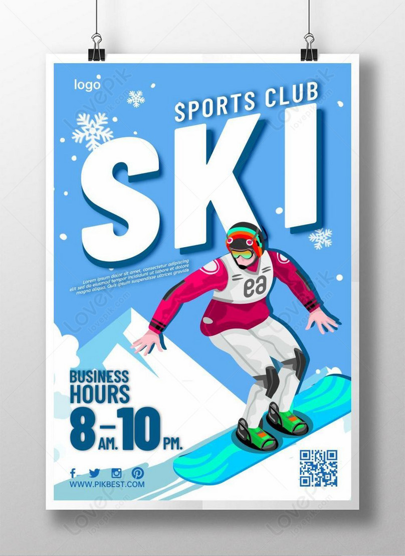 Sports club skiing project poster template image_picture free download ...