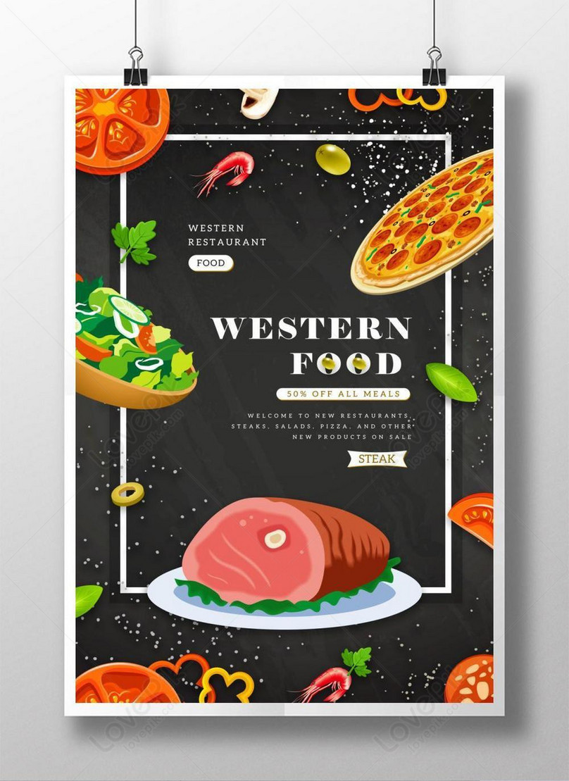 Simple western food poster template image_picture free download  