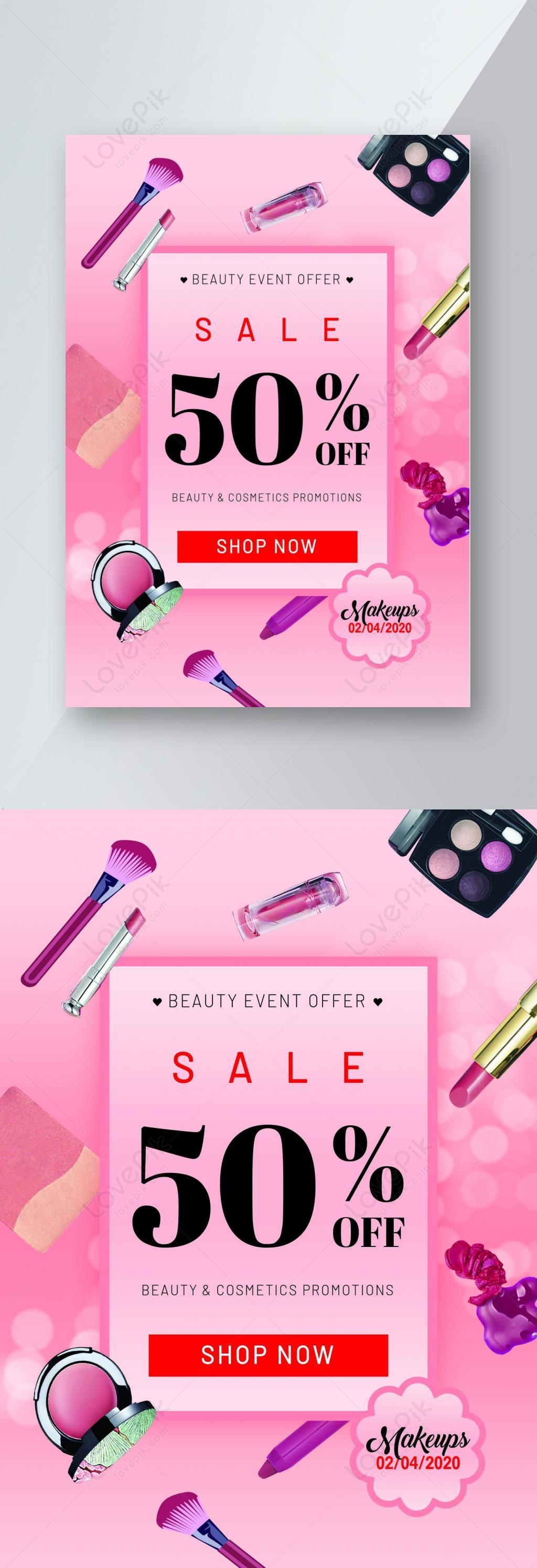 Fashion pink makeup makeup flyer poster design template image_picture ...