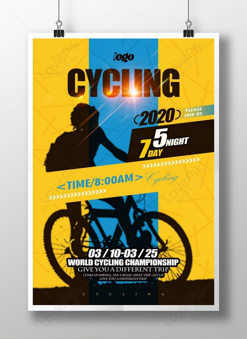 Set Of Bicycle Riding Poster With Doodle Sport, Active Vector Illustration  Stock Photo, Picture And Royalty Free Image