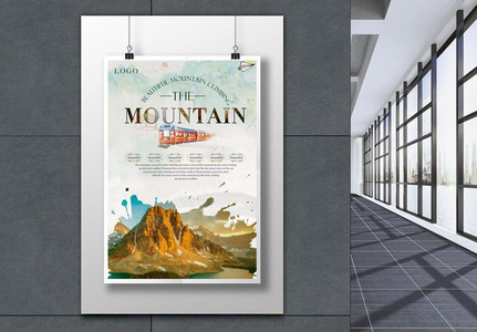 alpine light green fresh travel poster template, alpine light green fresh travel poster template template