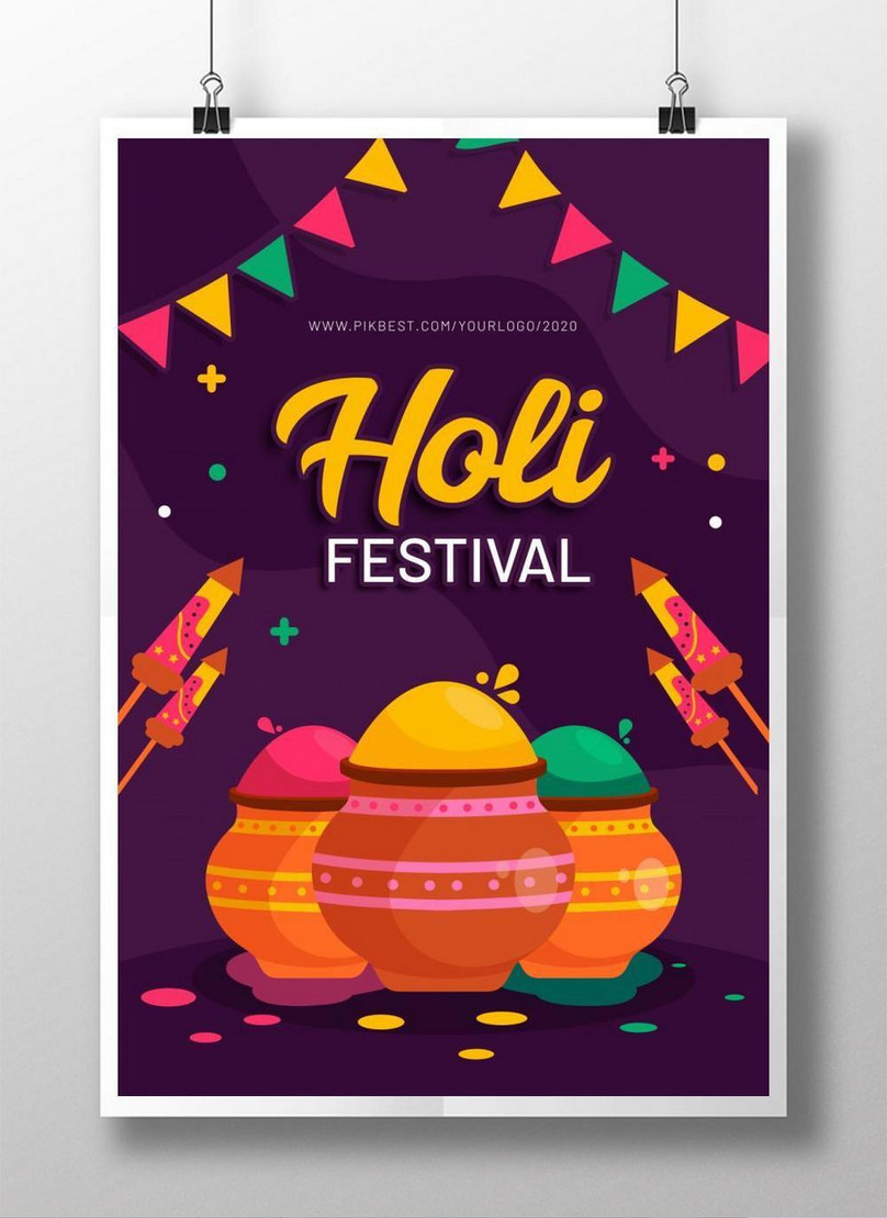 Holi cartoon design festival poster template image_picture free download  