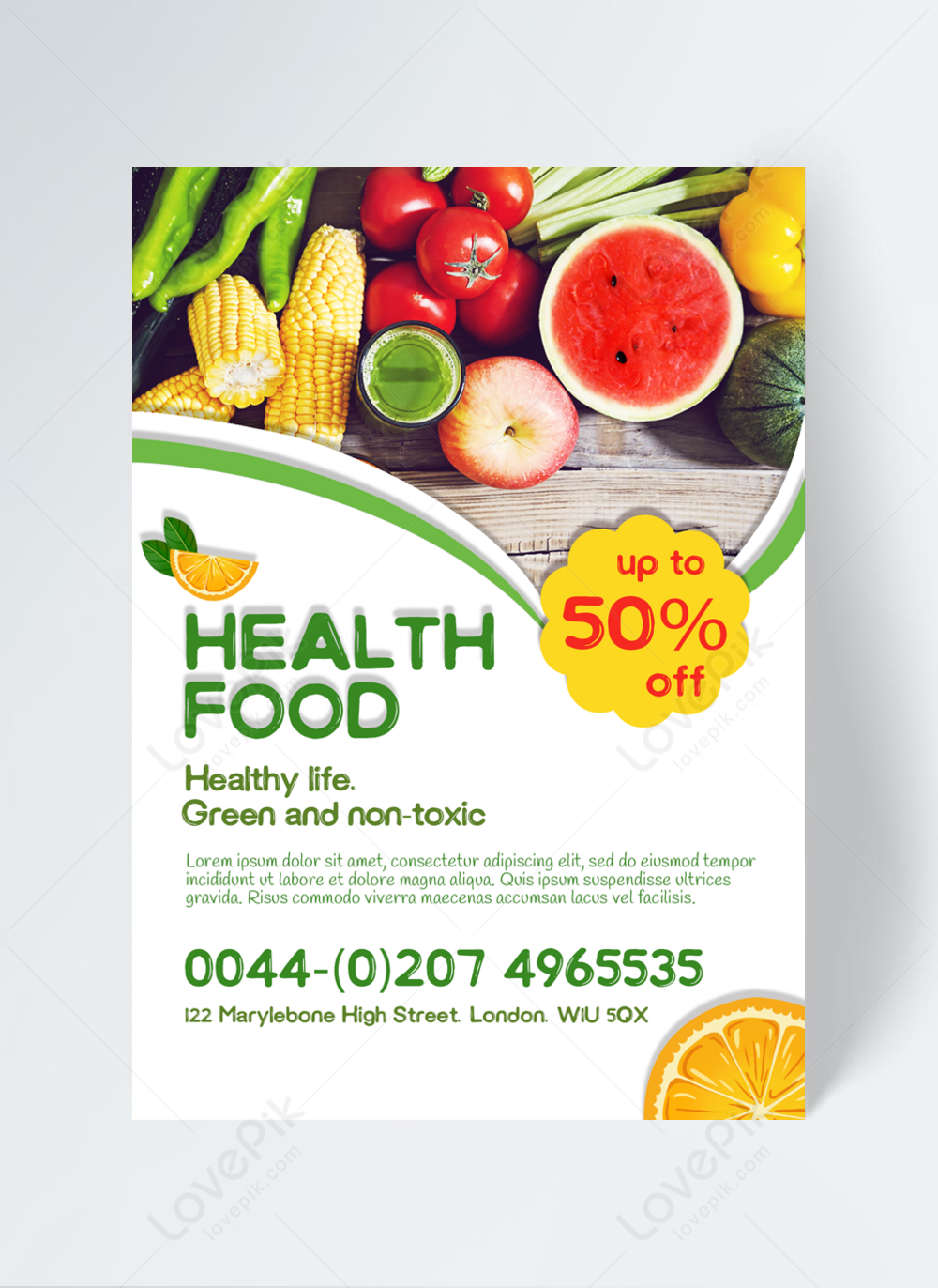 Green healthy food restaurant promotion flyer template image_picture ...