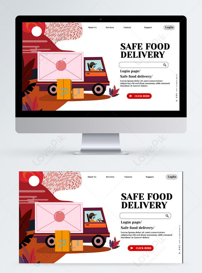 Online delivery homepage ui promotion design template