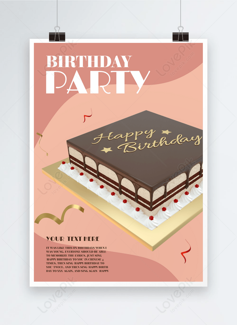 Cartel De Fiesta De Pastel De Cumpleaños Simple Y Elegante | Descarga  Plantilla de diseño PSD Gratuita - Lovepik