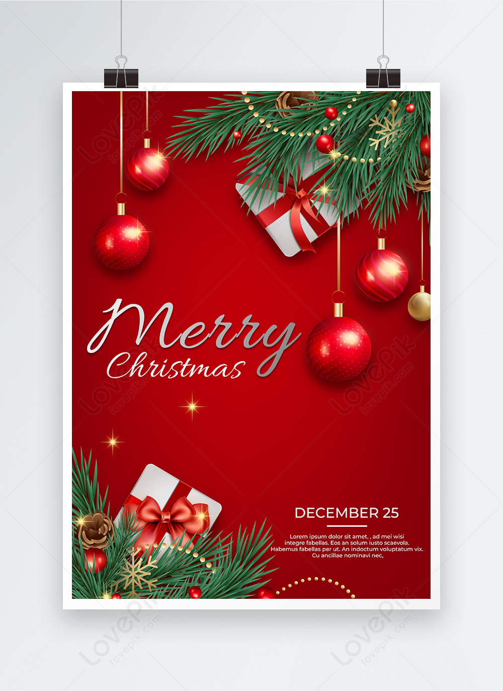 Christmas gift holiday poster template image_picture free download ...