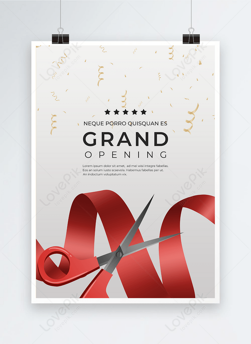 Grand opening ribbon cutting poster gradient background template image ...