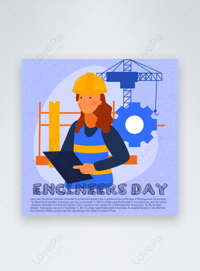 Engineer day on matte purple background social media post graphic design  template image_picture free download 