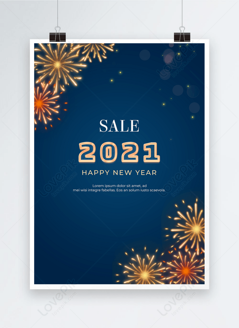 New year background blue fireworks template image_picture free download ...