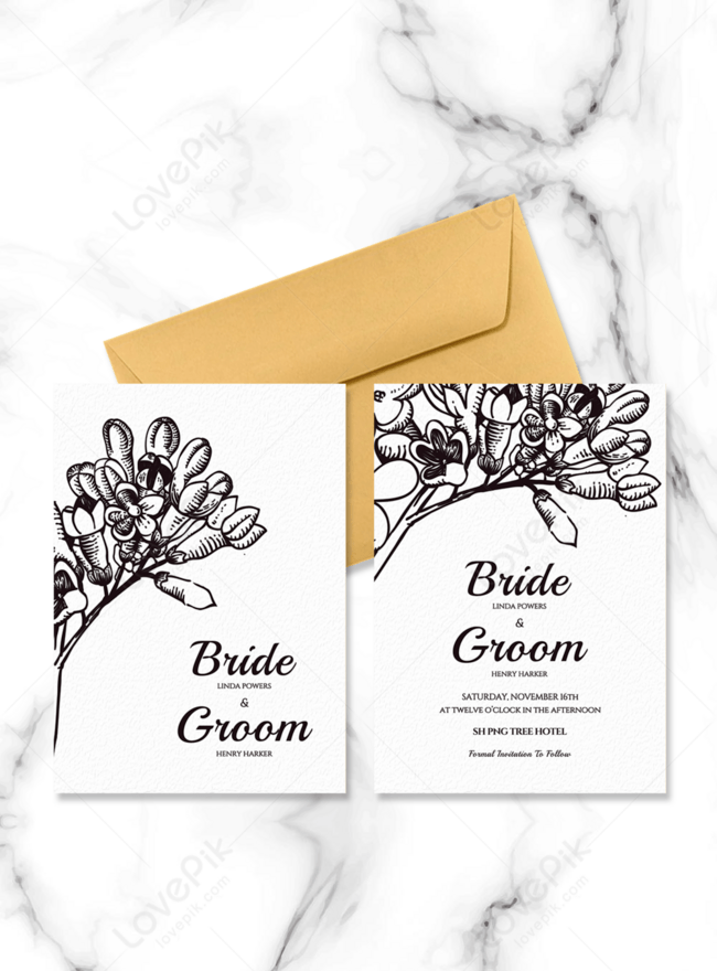 Invitación De Boda De Flores Blancas Y Negras De Moda Moderna | Descarga  Plantilla de diseño PSD Gratuita - Lovepik