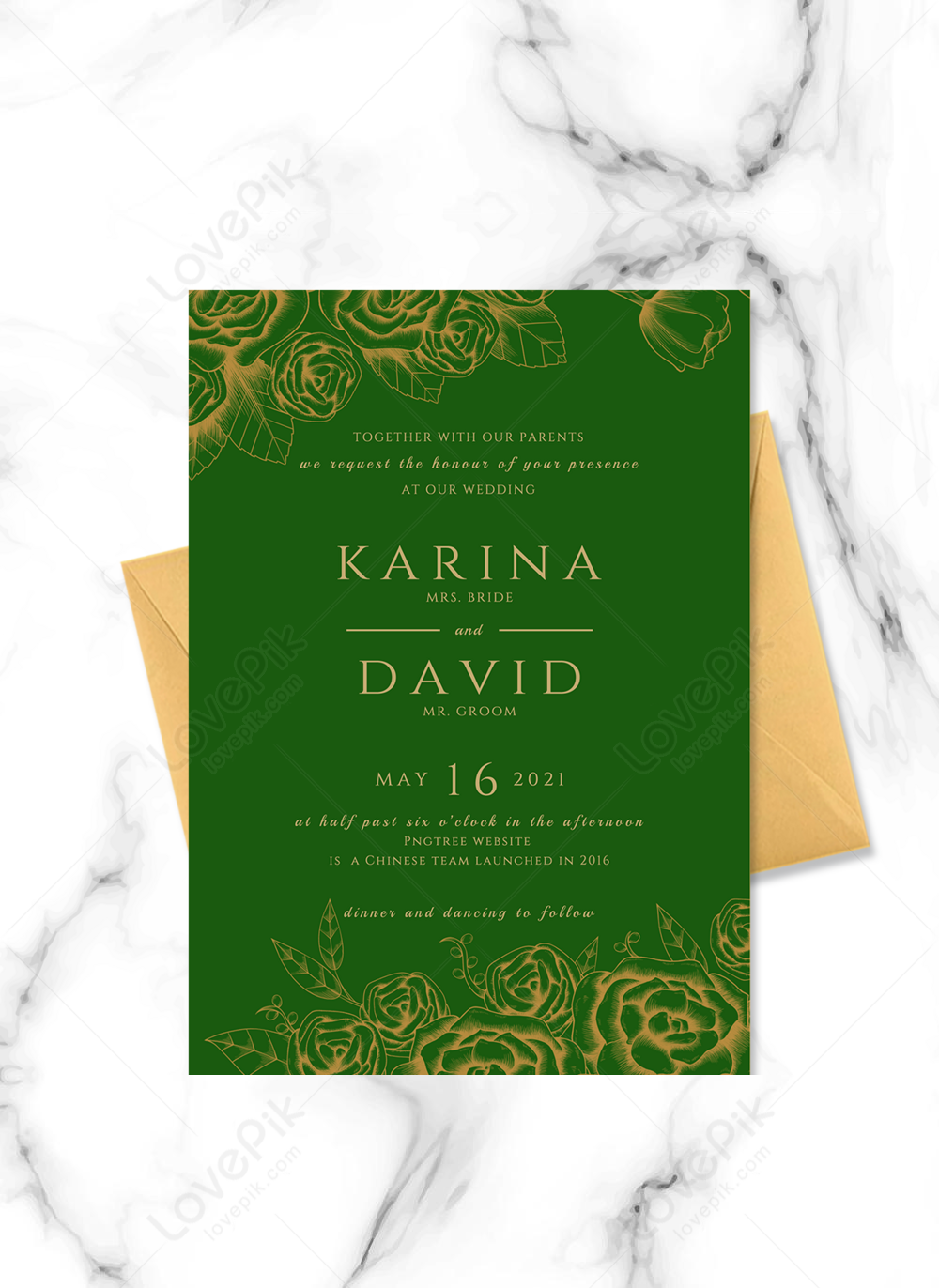 Luxury green gold silk lace wedding invitation template image_picture ...