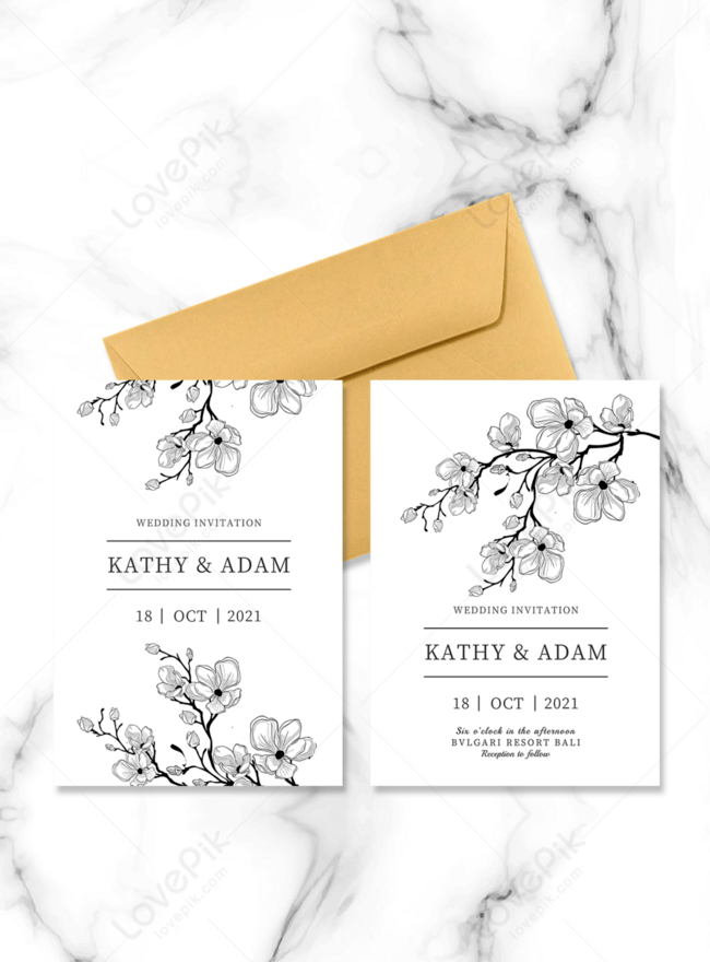 Invitación De Boda De Flores Blancas Y Negras De Estilo Nórdico De Alta  Gama | Descarga Plantilla de diseño PSD Gratuita - Lovepik