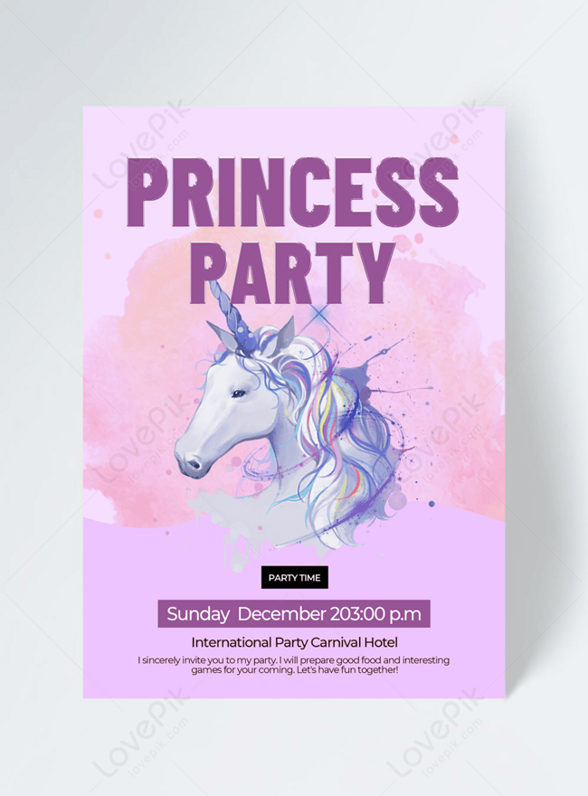 Ink Background Unicorn Element Princess Party Invitation Template Image Picture Free Download Lovepik Com