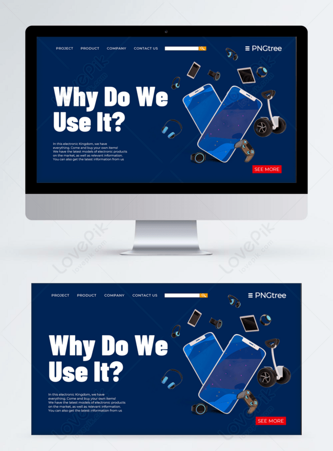 Dark blue background creative electronic equipment use website landing page  ui design template image_picture free download 