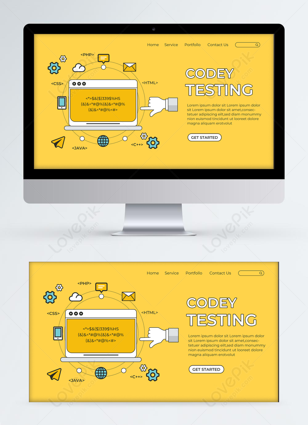 yellow-background-code-test-web-ui-design-template-image-picture-free