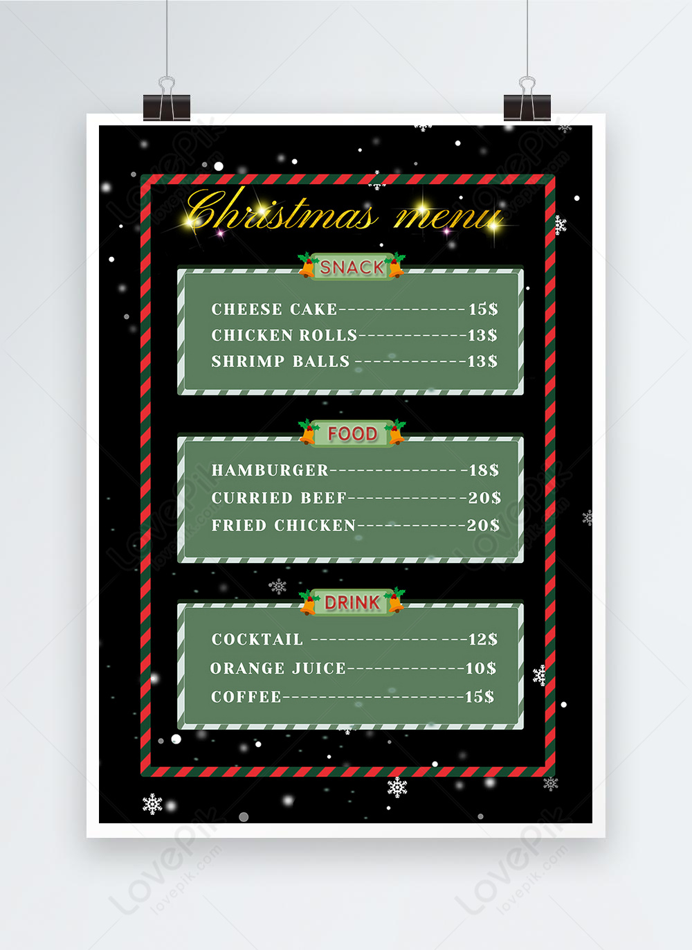 Exquisite black christmas dining menu template image_picture free ...