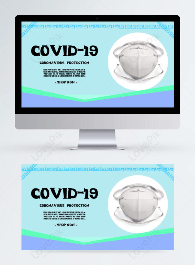 White mask banner green purple promotion protection template image ...