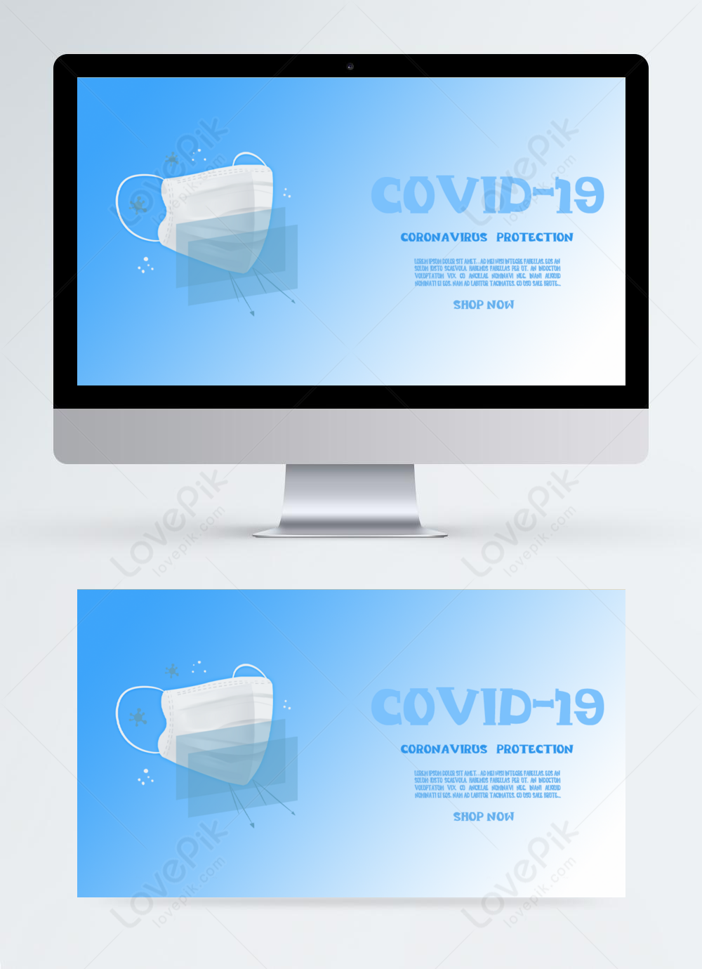 Light color mask banner commercial virus protection template image ...