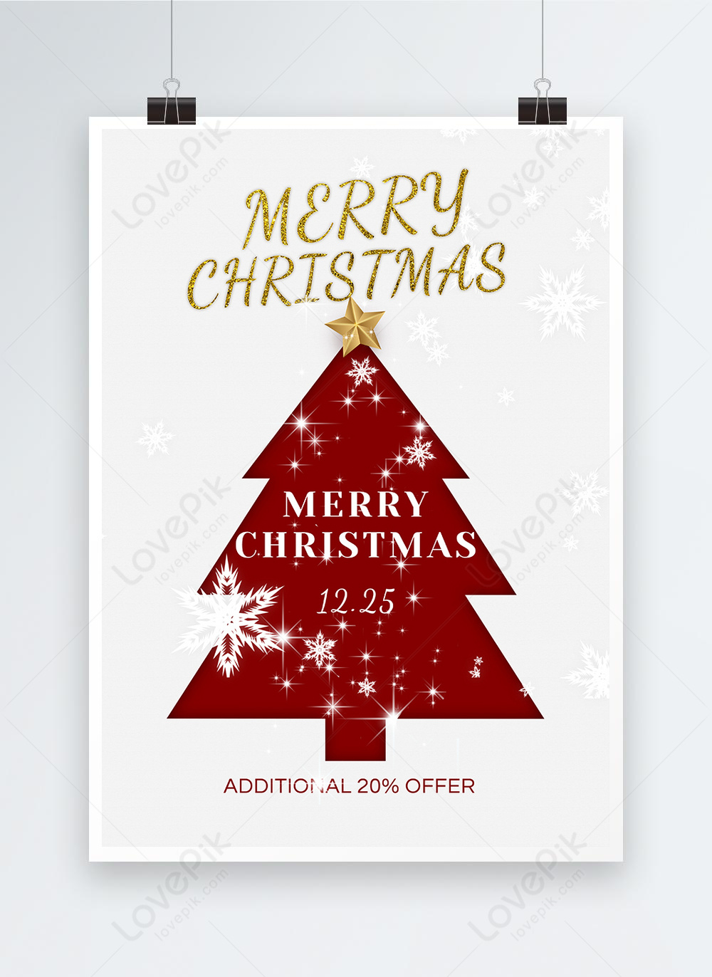 Christmas event red christmas tree promotion poster template image ...