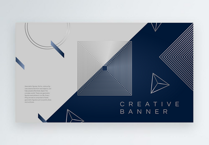 Dark blue creative geometric design case banner, Creative,  geometric,  design case template