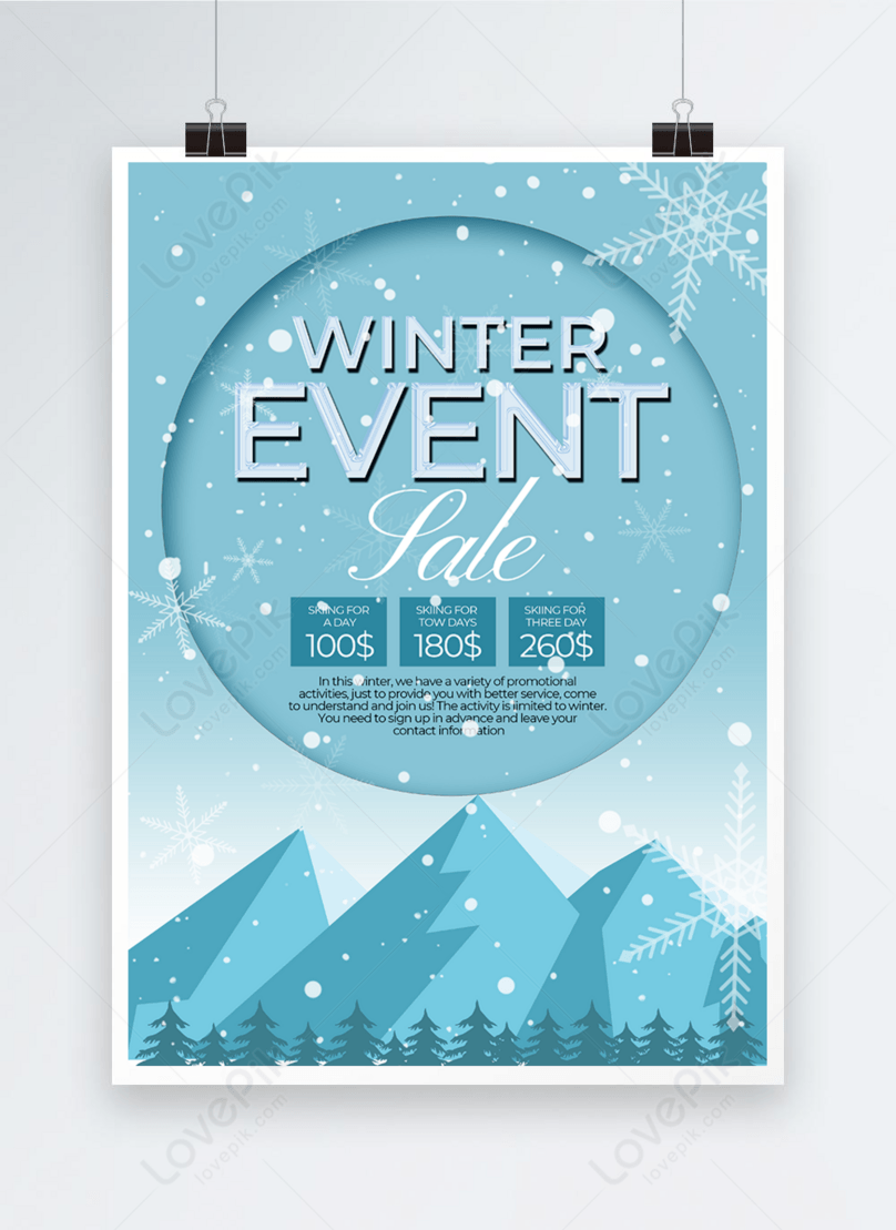 Blue style simple creative cartoon winter event poster template  image_picture free download 
